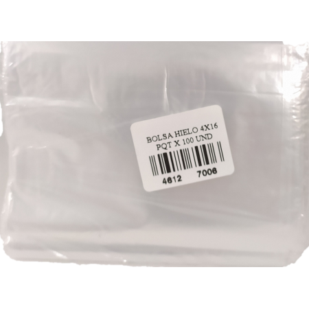 BOLSA HIELO 4X16 BAJA DENSIDAD x 100...