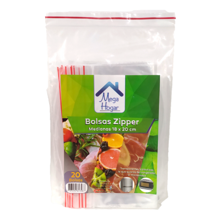 BOLSA ZIPPER 18X20 cm MEGA HOGAR x 20...