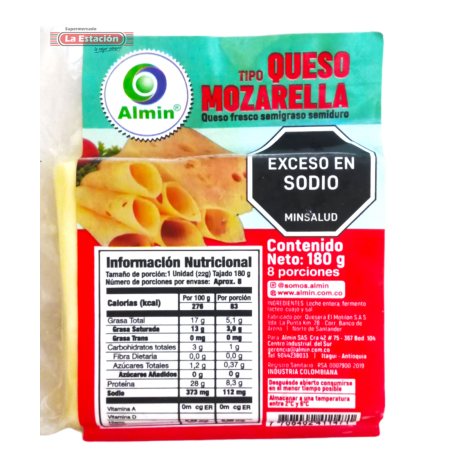 QUESO MOZARELLA ALMIN TAJADO x 180...