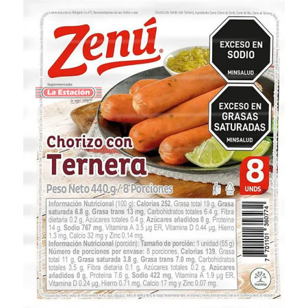 CHORIZO TERNERA ZENÚ PAQUETE x 440 g