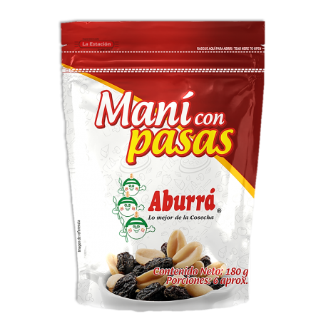 MANÍ Y UVAS PASAS ABURRA BOLSA x 180 g
