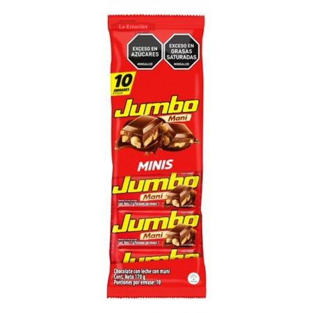 CHOCOLATINA JUMBO MANÍ x 10 UNIDADES...