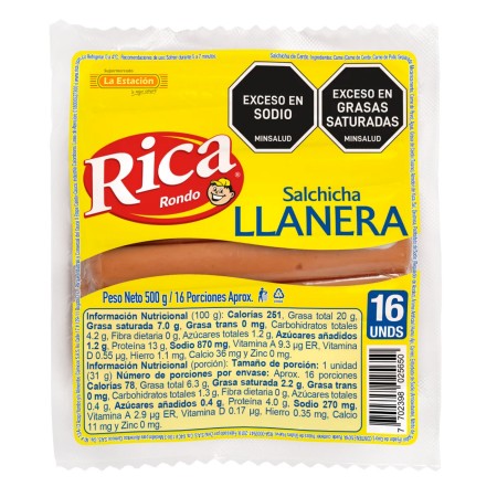 SALCHICHA LLANERA RICA PAQUETE x 500 g