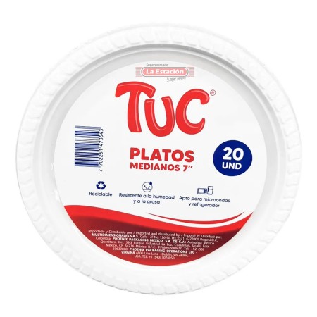 PLATO TUC PLÁSTICO MEDIANO PAQUETE X...