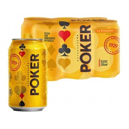 CERVEZA POKER LATA 330 ml x 6 UNIDADES