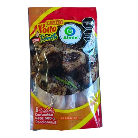 CHUZO DE POLLO ALMIN CON TOCINETA X 5...